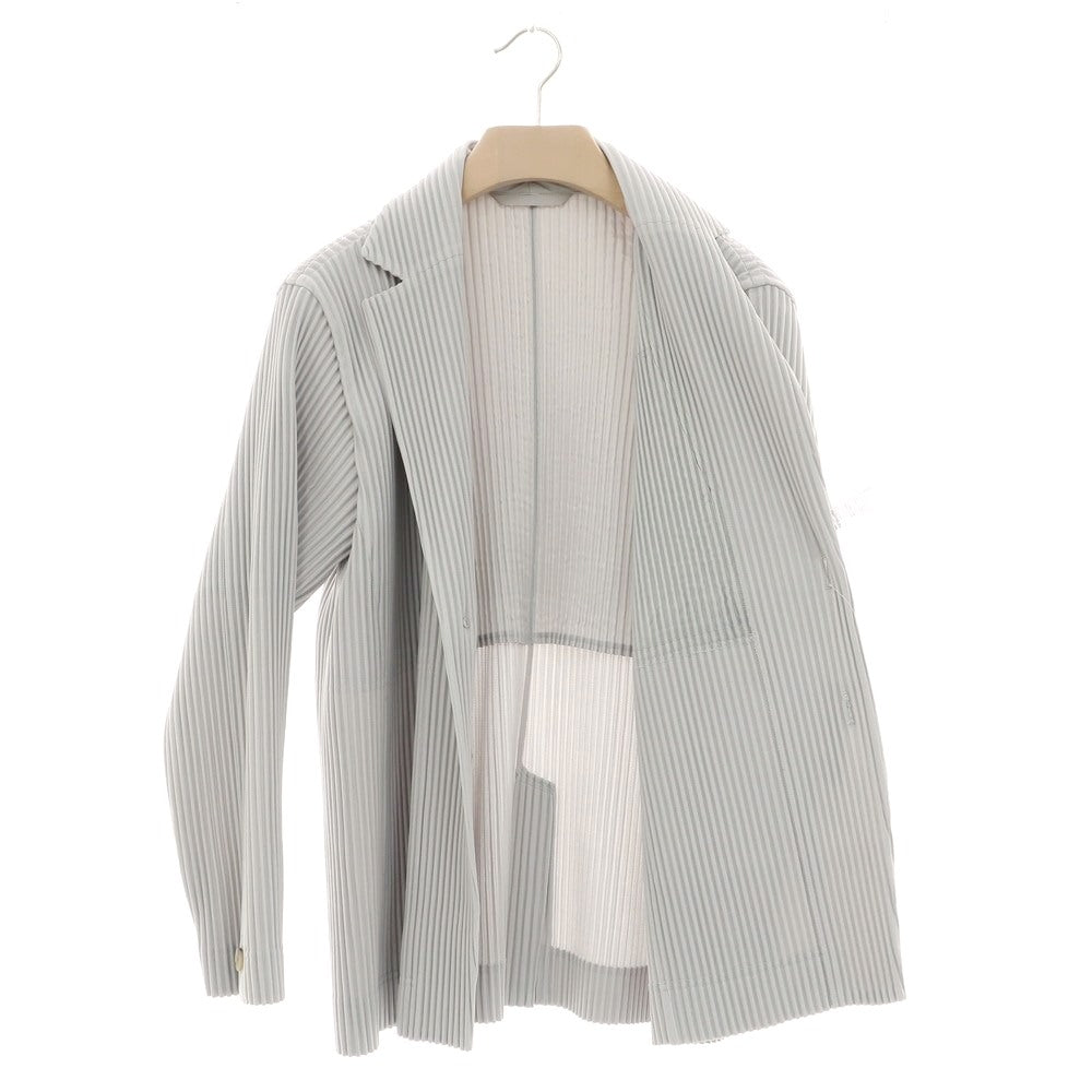 【中古】オム プリッセ イッセイミヤケ HOMME PLISSE ISSEY MIYAKE プリーツ加工 ポリエステル 2B カジュアルジャケット ライトグレー【 1 】【 状態ランクA 】【 メンズ 】