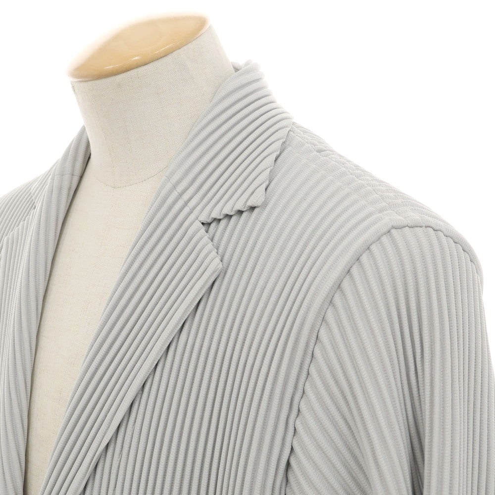 【中古】オム プリッセ イッセイミヤケ HOMME PLISSE ISSEY MIYAKE プリーツ加工 ポリエステル 2B  カジュアルジャケット ライトグレー【 1 】【 状態ランクA 】【 メンズ 】