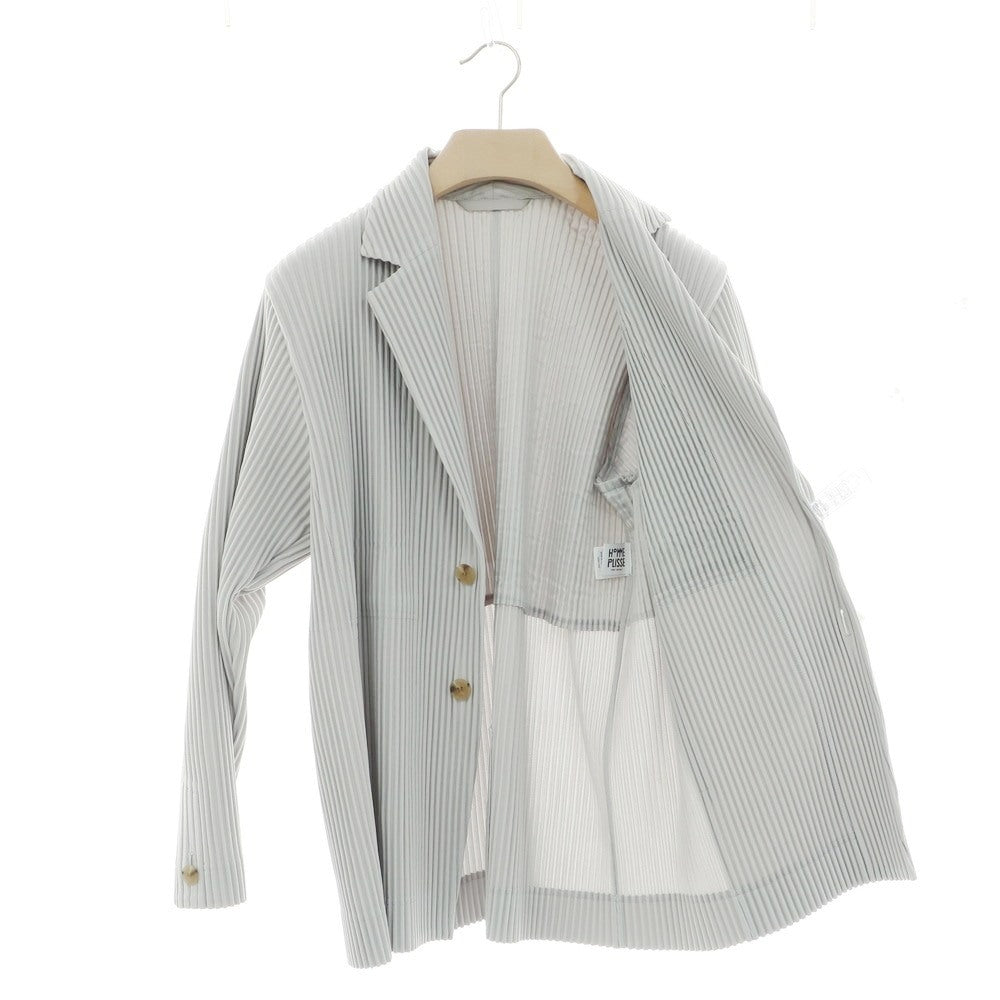 【中古】オム プリッセ イッセイミヤケ HOMME PLISSE ISSEY MIYAKE プリーツ加工 ポリエステル 2B  カジュアルジャケット ライトグレー【 1 】【 状態ランクA 】【 メンズ 】
