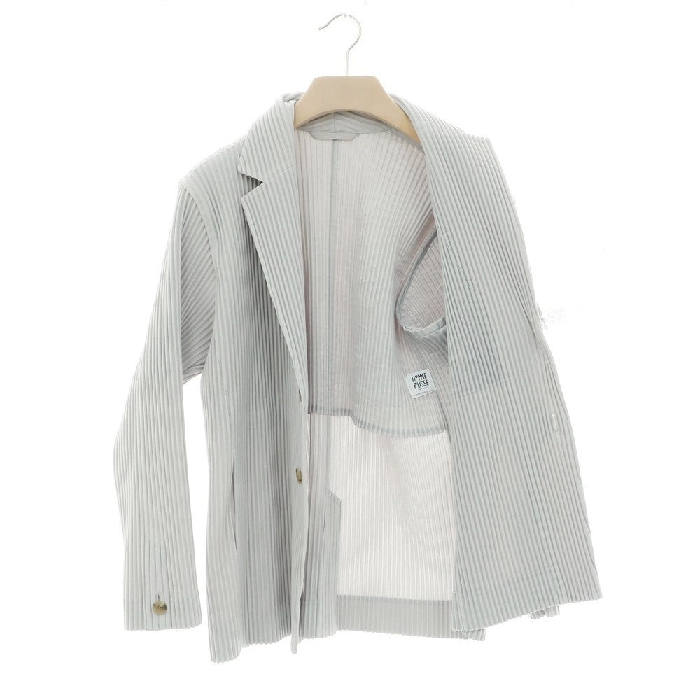 【中古】オム プリッセ イッセイミヤケ HOMME PLISSE ISSEY MIYAKE プリーツ加工 ポリエステル 2B カジュアルジャケット ライトグレー【 1 】【 状態ランクA 】【 メンズ 】