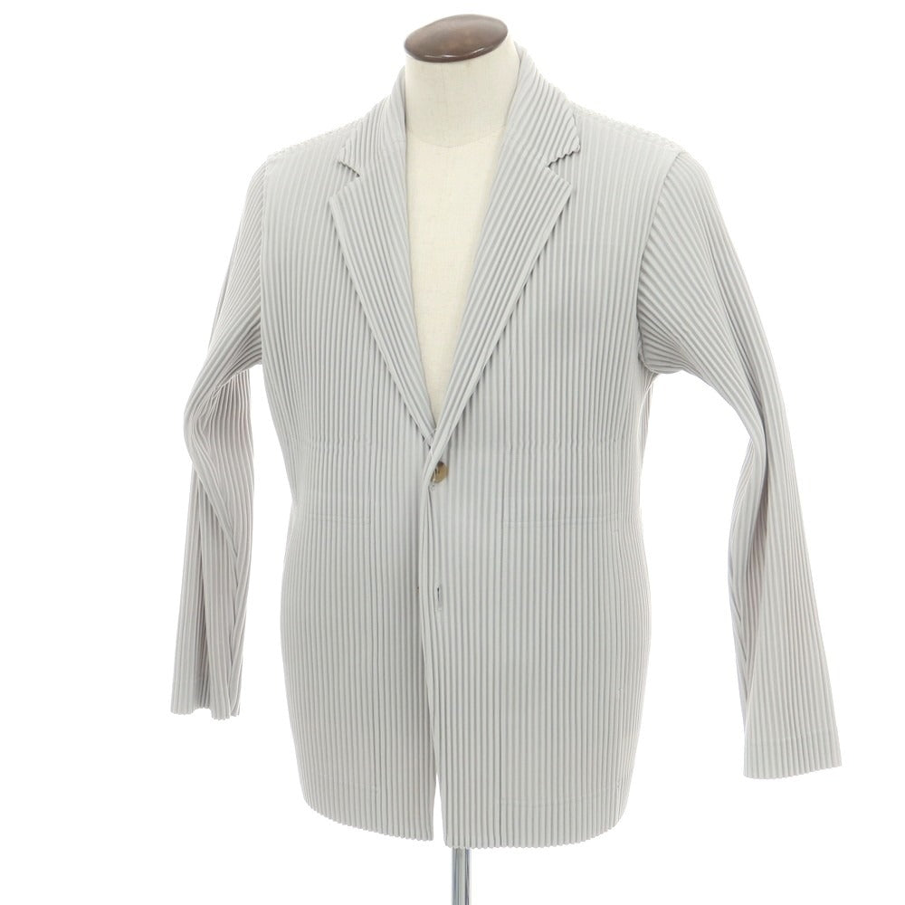 【中古】オム プリッセ イッセイミヤケ HOMME PLISSE ISSEY MIYAKE プリーツ加工 ポリエステル カジュアルジャケット ライトグレー【 3 】【 状態ランクA 】【 メンズ 】
