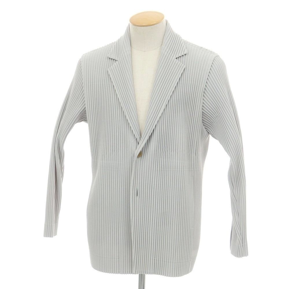 【中古】オム プリッセ イッセイミヤケ HOMME PLISSE ISSEY MIYAKE プリーツ加工 ポリエステル カジュアルジャケット ライトグレー【 1 】【 状態ランクA 】【 メンズ 】
