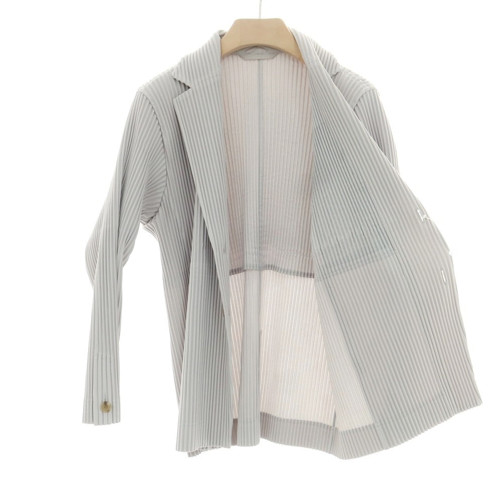 【中古】オム プリッセ イッセイミヤケ HOMME PLISSE ISSEY MIYAKE プリーツ加工 ポリエステル カジュアルジャケット ライトグレー【 1 】【 状態ランクA 】【 メンズ 】