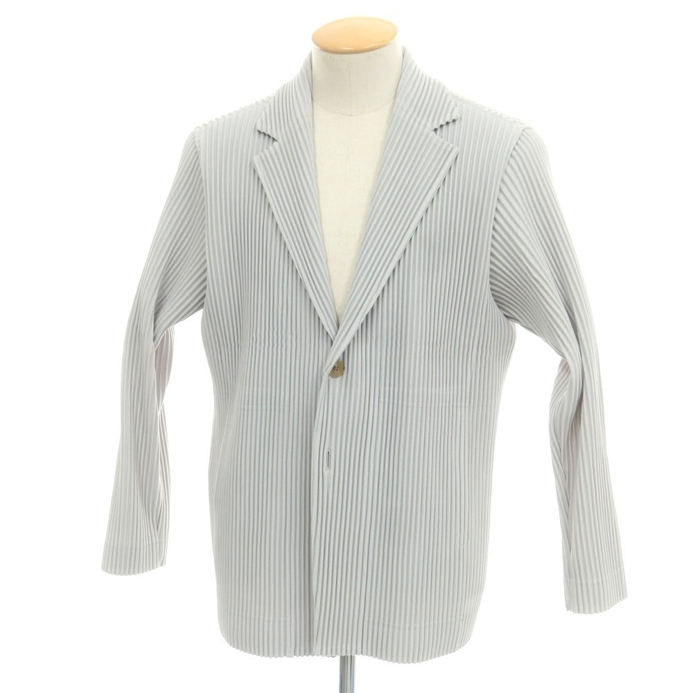 【中古】オム プリッセ イッセイミヤケ HOMME PLISSE ISSEY MIYAKE プリーツ加工 ポリエステル 2B カジュアルジャケット ライトグレー【 1 】【 状態ランクA 】【 メンズ 】