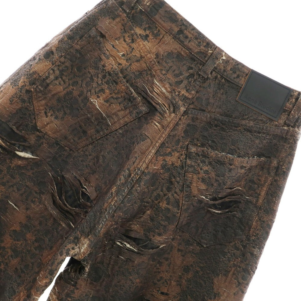 【中古】アクネストゥディオズ ACNE STUDIOS 2023 DISTRESSED MONOGRAM COATING コットン デニムパンツ ブラウン【 28 】【 状態ランクB 】【 メンズ 】