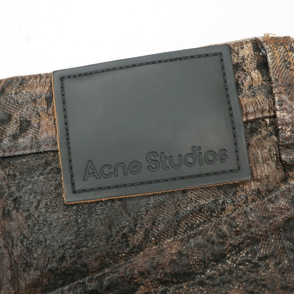 【中古】アクネストゥディオズ ACNE STUDIOS 2023 DISTRESSED MONOGRAM COATING コットン デニムパンツ ブラウン【 28 】【 状態ランクB 】【 メンズ 】