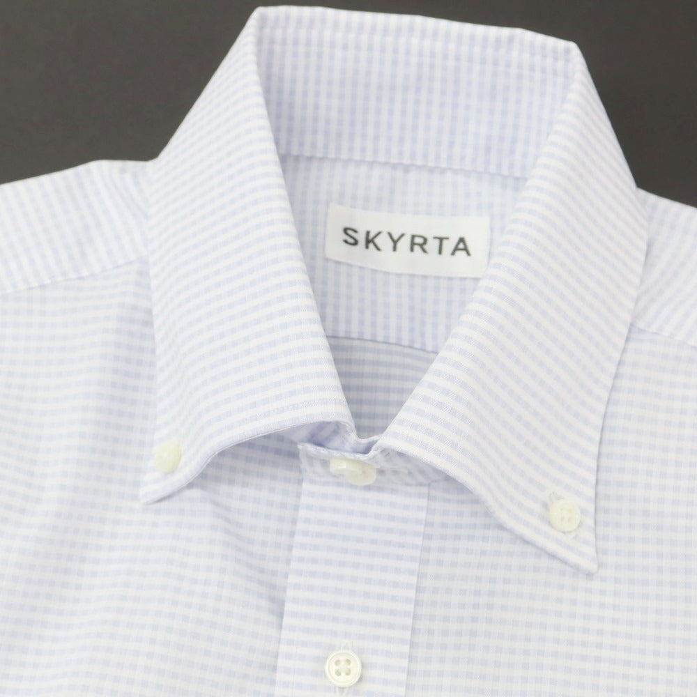 【中古】スキルタ SKYRTA コットンポリエステル ギンガムチェック ボタンダウン ドレスシャツ ブルーグレーxホワイト【 39 】【 状態ランクA 】【 メンズ 】
