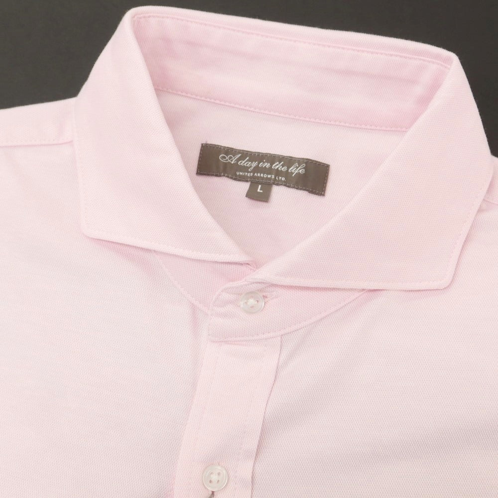 【中古】【未使用】ア デイ イン ザ ライフ ユナイテッドアローズ a day in the life united arrows コットンポリエステル カッタウェイ 半袖シャツ ピンク【 L 】【 状態ランクS 】【 メンズ 】