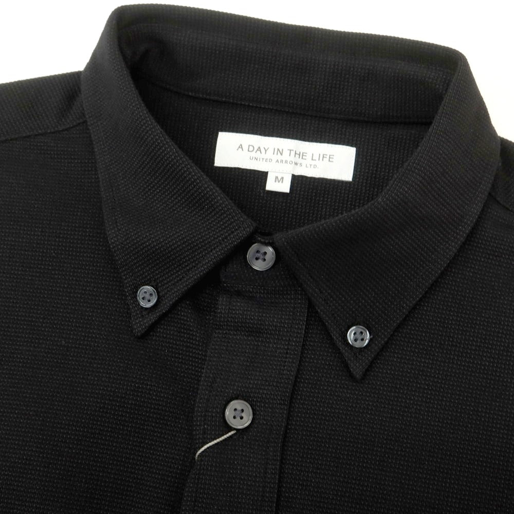 【中古】【未使用】ア デイ イン ザ ライフ ユナイテッドアローズ a day in the life united arrows COOLMAX コットンポリエステル ボタンダウン 半袖シャツ ブラック【 M 】【 状態ランクS 】【 メンズ 】
