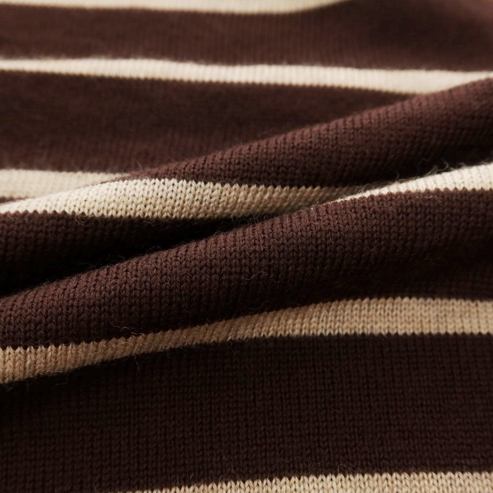 【中古】【未使用】バナナリパブリック Banana Republic ウール ボーダー クルーネック プルオーバーニット ダークブラウンxベージュ系【 L 】【 状態ランクS 】【 メンズ 】