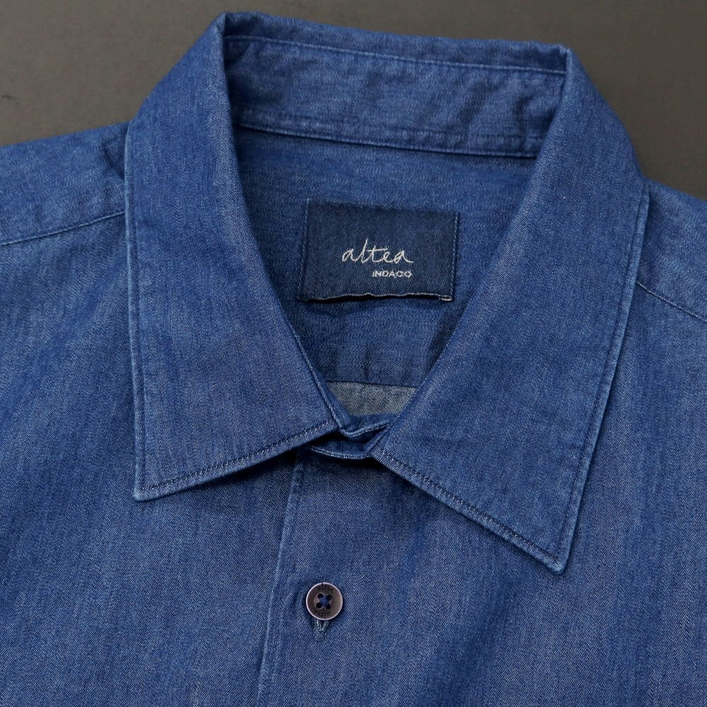 【中古】【未使用】アルテア Altea コットン ダンガリー レギュラーカラー カジュアルシャツ ネイビー【 39 】【 状態ランクS 】【 メンズ 】