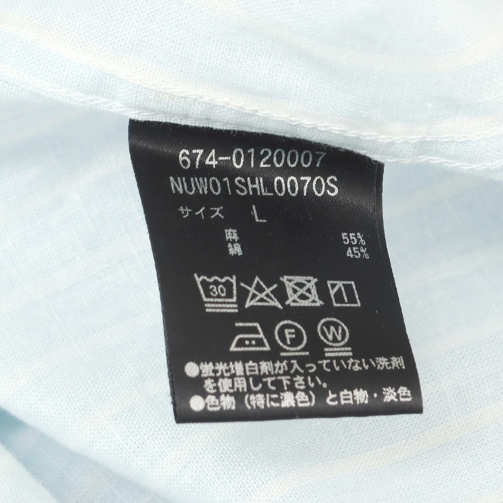 【中古】ナノユニバース nano universe リネンコットン ストライプ カジュアルシャツ ライトブルーxホワイト【 L 】【 状態ランクA 】【 メンズ 】