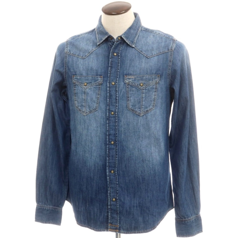 【中古】ディーゼル DIESEL コットン デニム ウエスタンシャツ ネイビー【 L 】【 状態ランクA 】【 メンズ 】