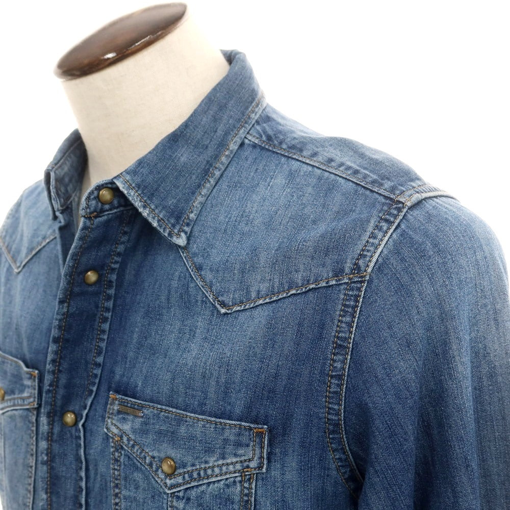 【中古】ディーゼル DIESEL コットン デニム ウエスタンシャツ ネイビー【 L 】【 状態ランクA 】【 メンズ 】