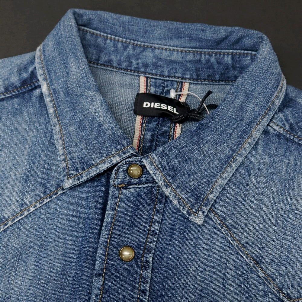 【中古】ディーゼル DIESEL コットン デニム ウエスタンシャツ ネイビー【 L 】【 状態ランクA 】【 メンズ 】