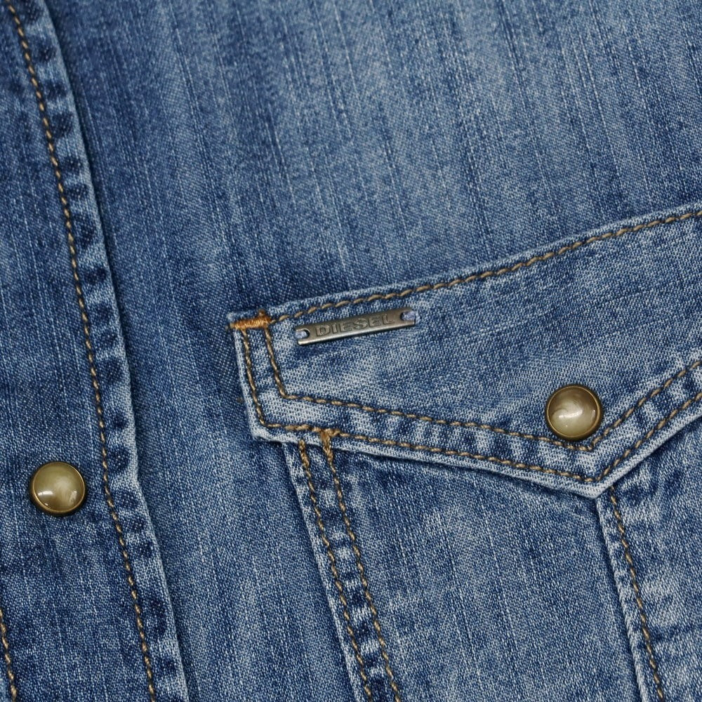 【中古】ディーゼル DIESEL コットン デニム ウエスタンシャツ ネイビー【 L 】【 状態ランクA 】【 メンズ 】