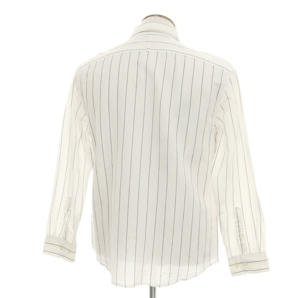 【中古】【未使用】バナナリパブリック Banana Republic リネンコットン ストライプ レギュラーカラー カジュアルシャツ ホワイトxネイビー【 L 】【 状態ランクS 】【 メンズ 】