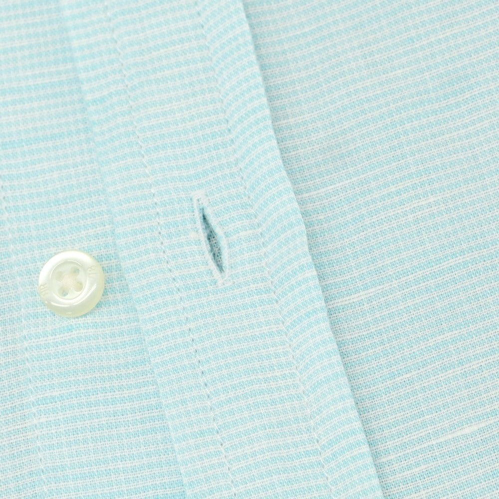 【中古】【未使用】バナナリパブリック Banana Republic リネンコットン レギュラーカラー カジュアルシャツ ライトブルーxホワイト【 L 】【 状態ランクS 】【 メンズ 】