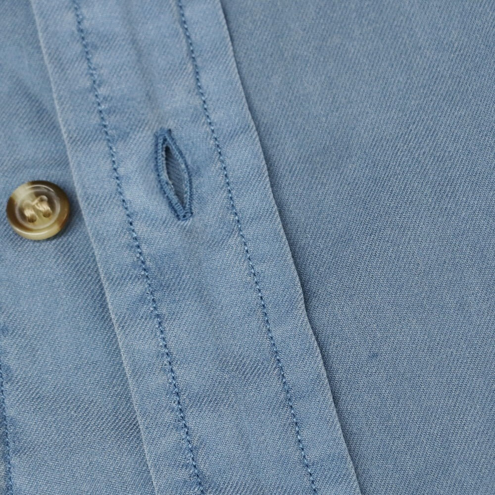 【中古】バナナリパブリック Banana Republic コットン バンドカラー 半袖シャツ スモーキーブルー【 M 】【 状態ランクB 】【 メンズ 】