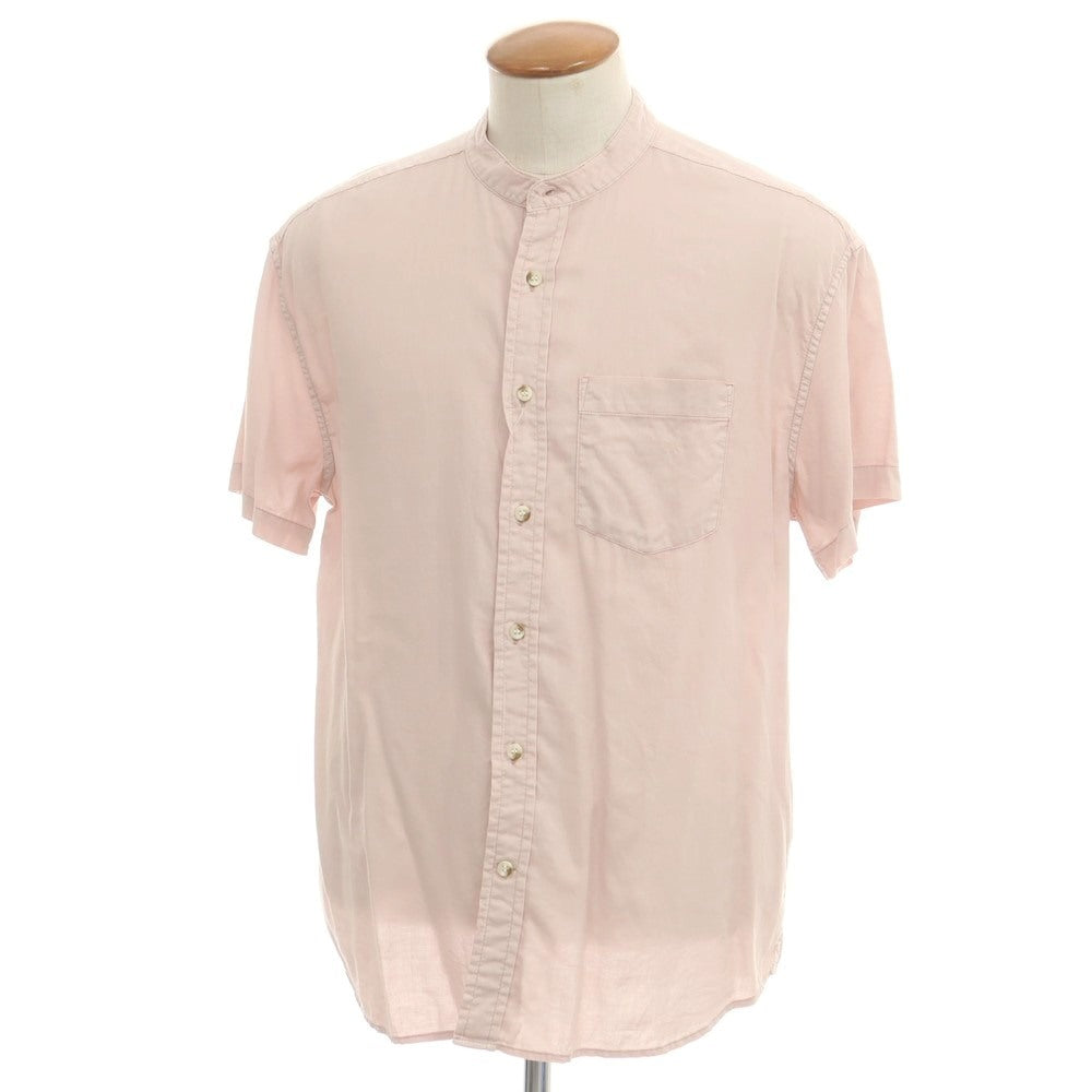 【中古】バナナリパブリック Banana Republic コットン バンドカラー 半袖シャツ ダスティピンク【 M 】【 状態ランクB 】【 メンズ 】