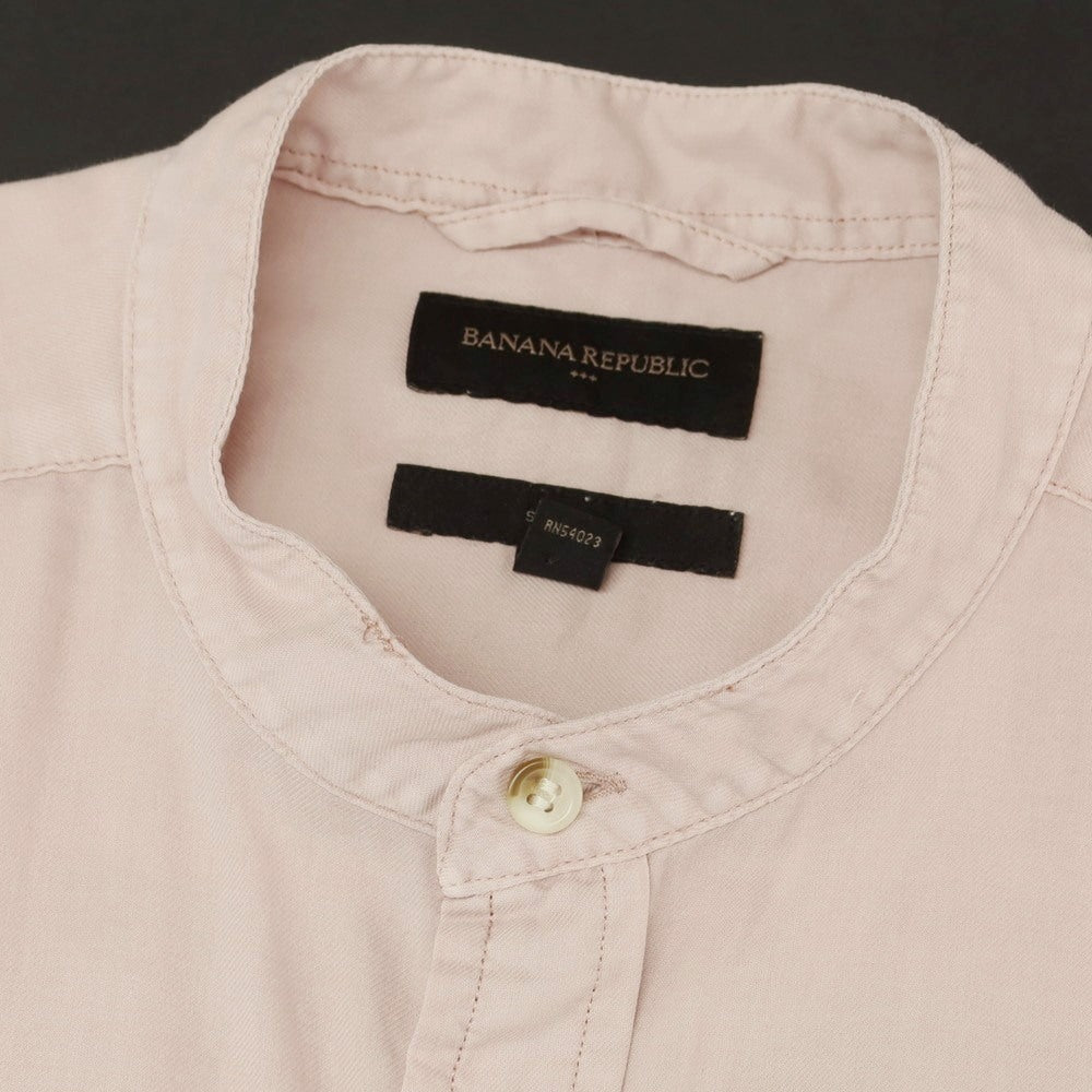 【中古】バナナリパブリック Banana Republic コットン バンドカラー 半袖シャツ ダスティピンク【 M 】【 状態ランクB 】【 メンズ 】