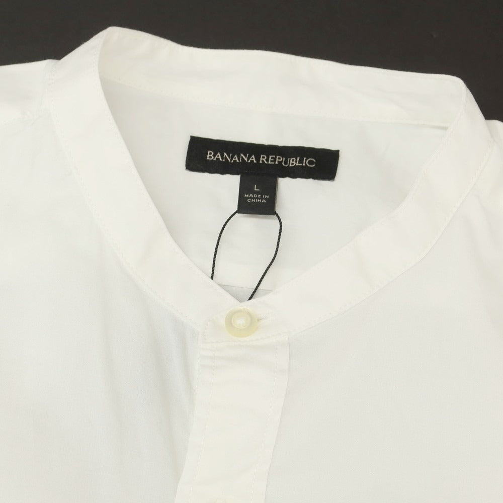 【中古】【未使用】バナナリパブリック Banana Republic ストレッチ コットン バンドカラー カジュアルシャツ ホワイト【 L 】【 状態ランクS 】【 メンズ 】