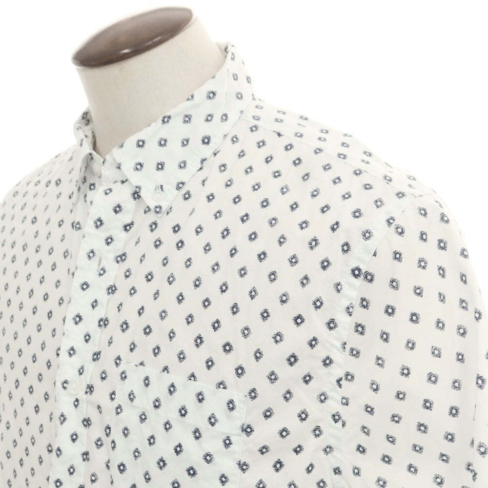 【中古】バナナリパブリック Banana Republic コットン ボタンダウン 半袖シャツ ホワイトxネイビー【 L 】【 状態ランクB 】【 メンズ 】