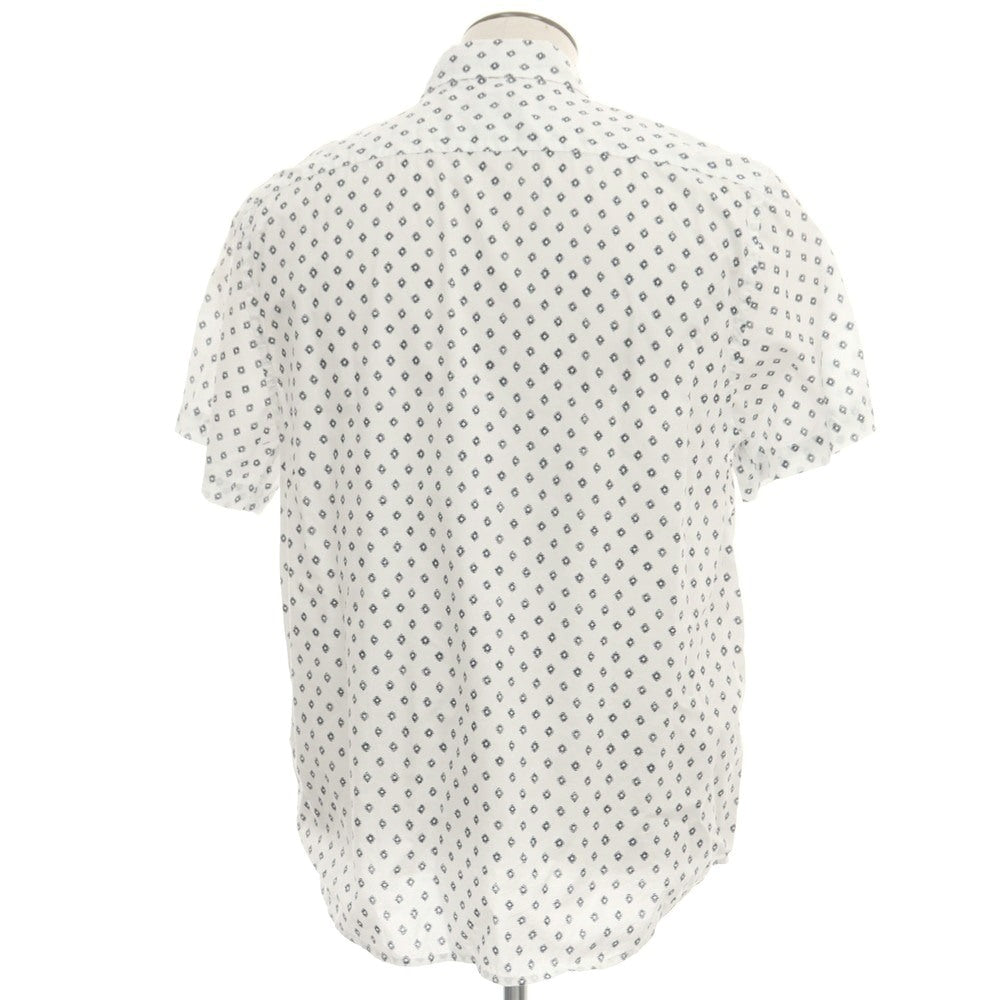 【中古】バナナリパブリック Banana Republic コットン ボタンダウン 半袖シャツ ホワイトxネイビー【 L 】【 状態ランクB 】【 メンズ 】