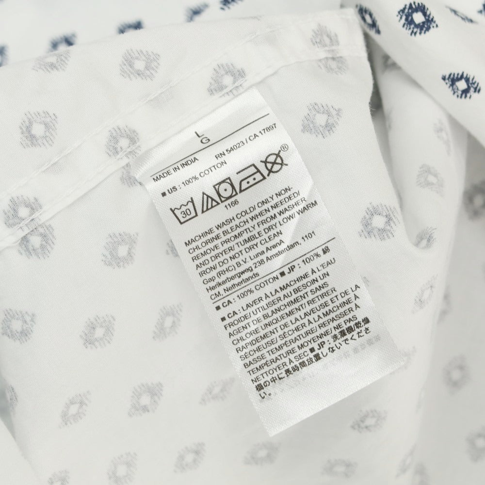 【中古】バナナリパブリック Banana Republic コットン ボタンダウン 半袖シャツ ホワイトxネイビー【 L 】【 状態ランクB 】【 メンズ 】