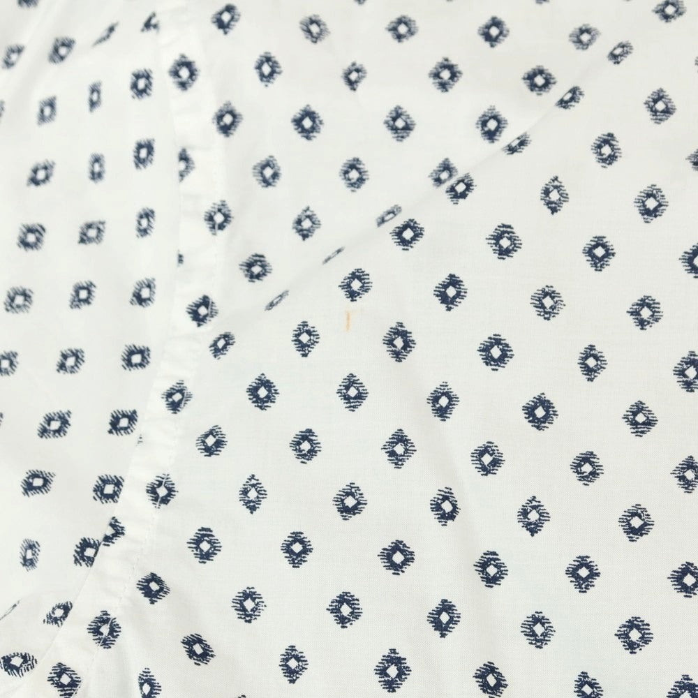 【中古】バナナリパブリック Banana Republic コットン ボタンダウン 半袖シャツ ホワイトxネイビー【 L 】【 状態ランクB 】【 メンズ 】