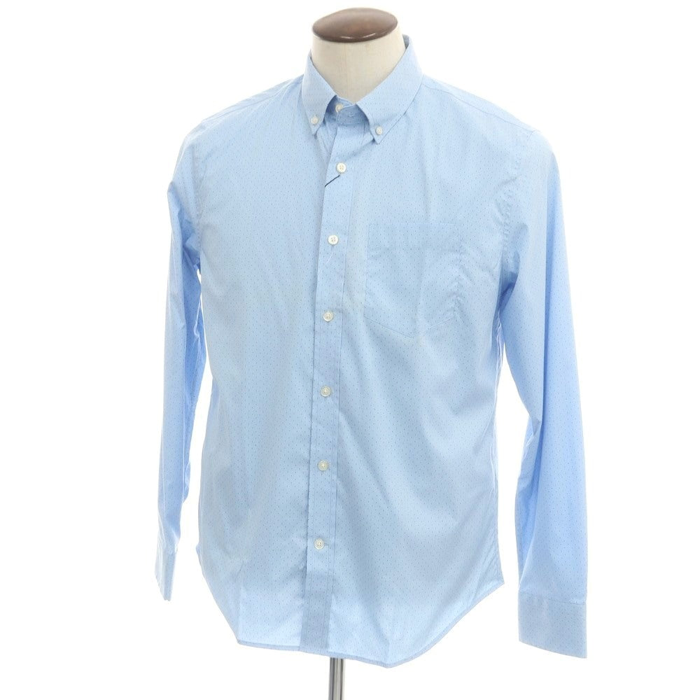 【中古】【未使用】バナナリパブリック Banana Republic ストレッチ コットンポリエステル ピンドット ボタンダウン ドレスシャツ ライトブルーxネイビー【 L 】【 状態ランクS 】【 メンズ 】