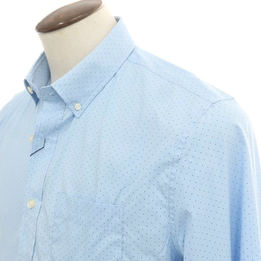 【中古】【未使用】バナナリパブリック Banana Republic ストレッチ コットンポリエステル ピンドット ボタンダウン ドレスシャツ ライトブルーxネイビー【 L 】【 状態ランクS 】【 メンズ 】