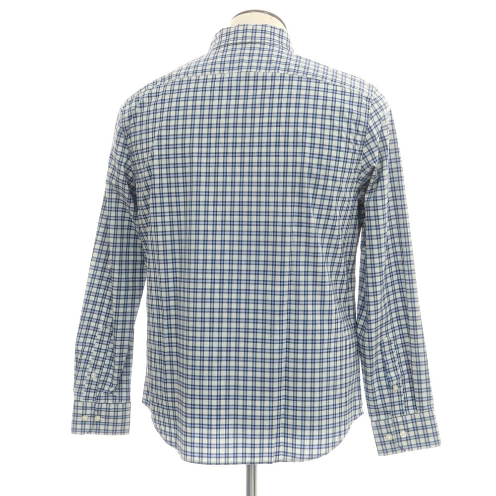 【中古】【未使用】バナナリパブリック Banana Republic ストレッチ コットンポリエステル チェック ボタンダウン カジュアルシャツ ライトアッシュグリーン系xスマルトブルー【 L 】【 状態ランクS 】【 メンズ 】