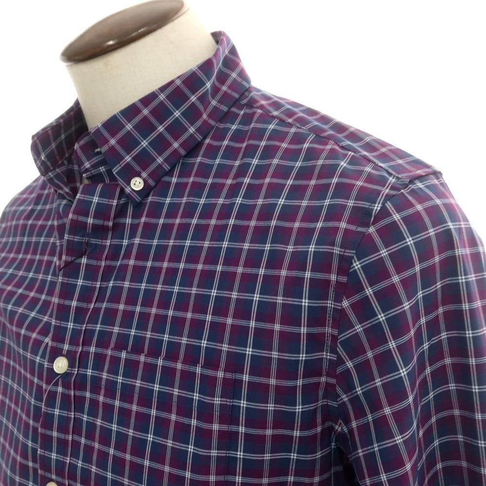 【中古】【未使用】バナナリパブリック Banana Republic ストレッチ コットンポリエステル チェック ボタンダウン カジュアルシャツ ネイビーxパープル【 L 】【 状態ランクS 】【 メンズ 】