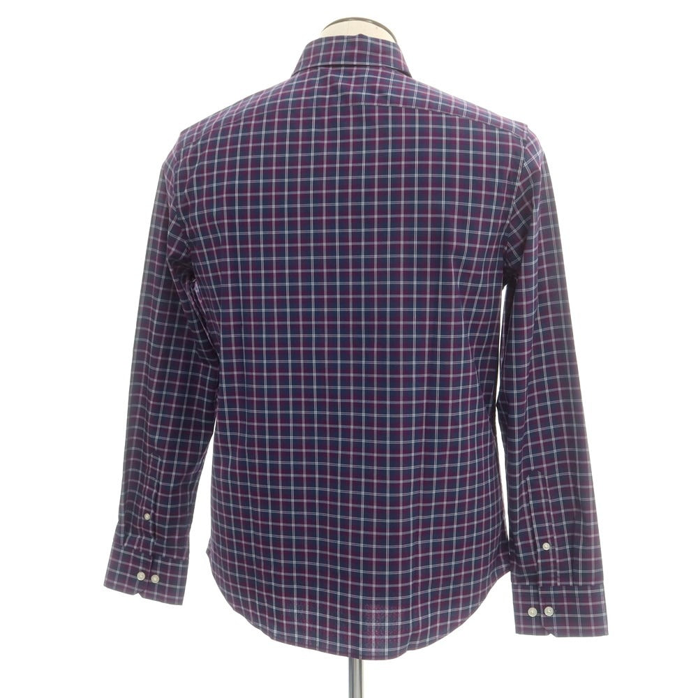 【中古】【未使用】バナナリパブリック Banana Republic ストレッチ コットンポリエステル チェック ボタンダウン カジュアルシャツ ネイビーxパープル【 L 】【 状態ランクS 】【 メンズ 】