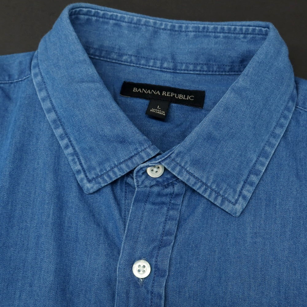 【中古】バナナリパブリック Banana Republic コットン レギュラーカラー カジュアルシャツ ネイビー【 L 】【 状態ランクB 】【 メンズ 】