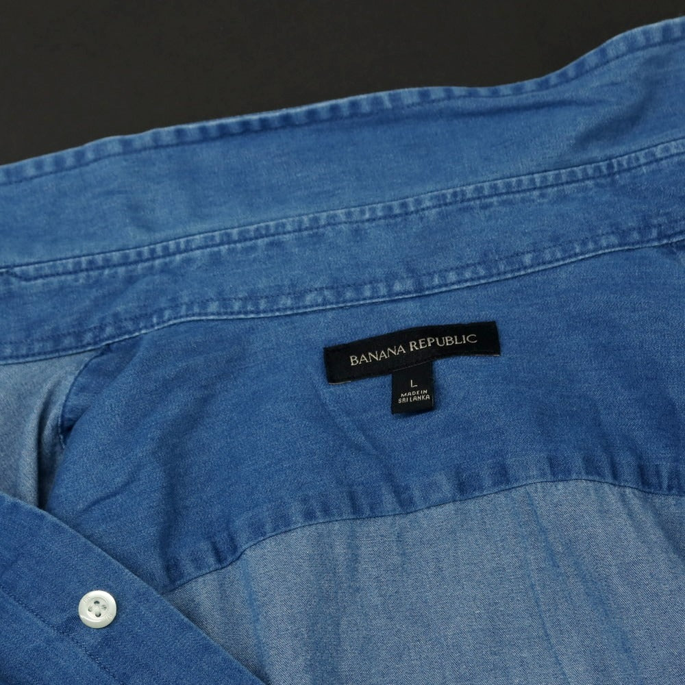 【中古】バナナリパブリック Banana Republic コットン レギュラーカラー カジュアルシャツ ネイビー【 L 】【 状態ランクB 】【 メンズ 】