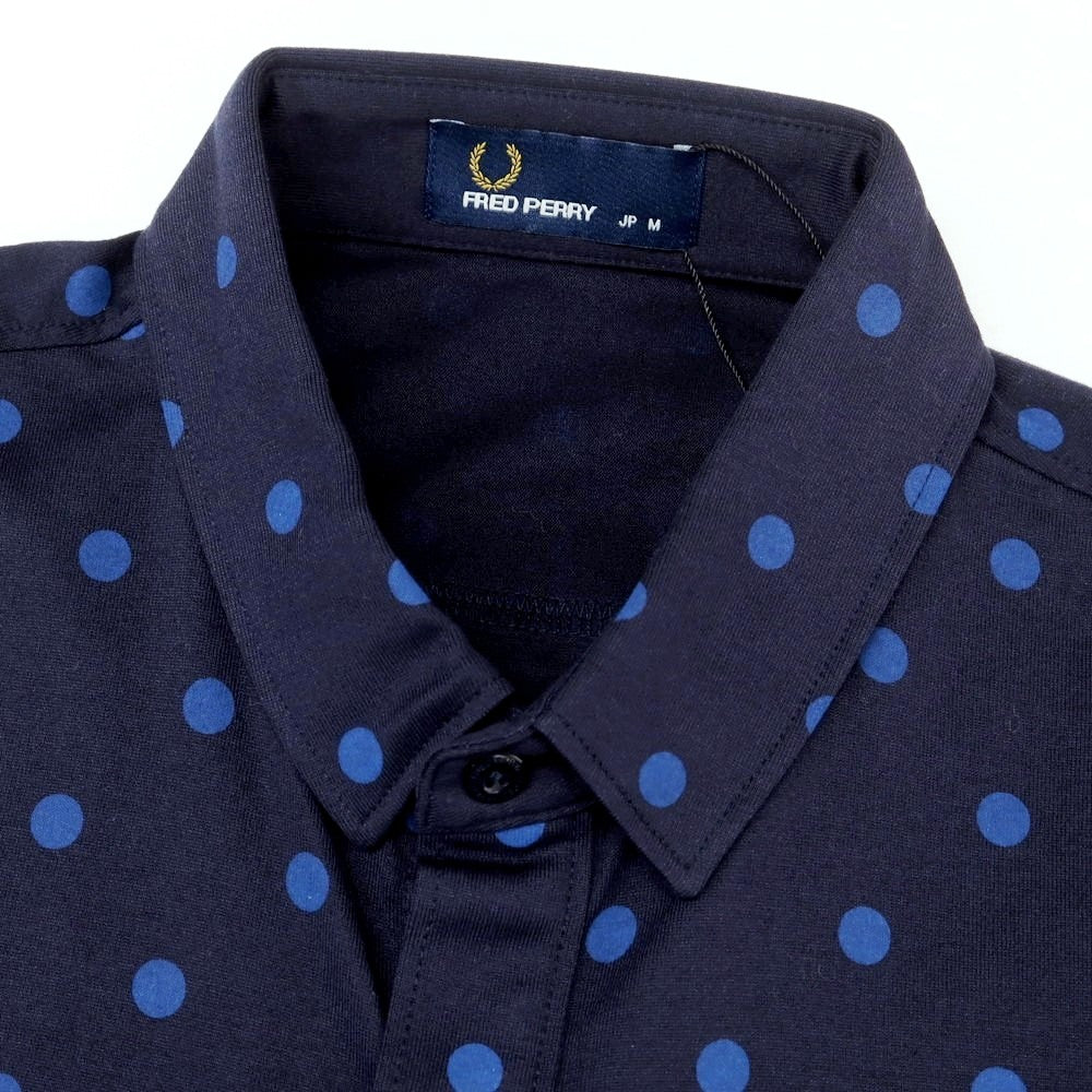 【中古】【未使用】フレッドペリー FRED PERRY コットン ドット ショートカラー 半袖シャツ ネイビー【 M 】【 状態ランクS 】【 メンズ 】