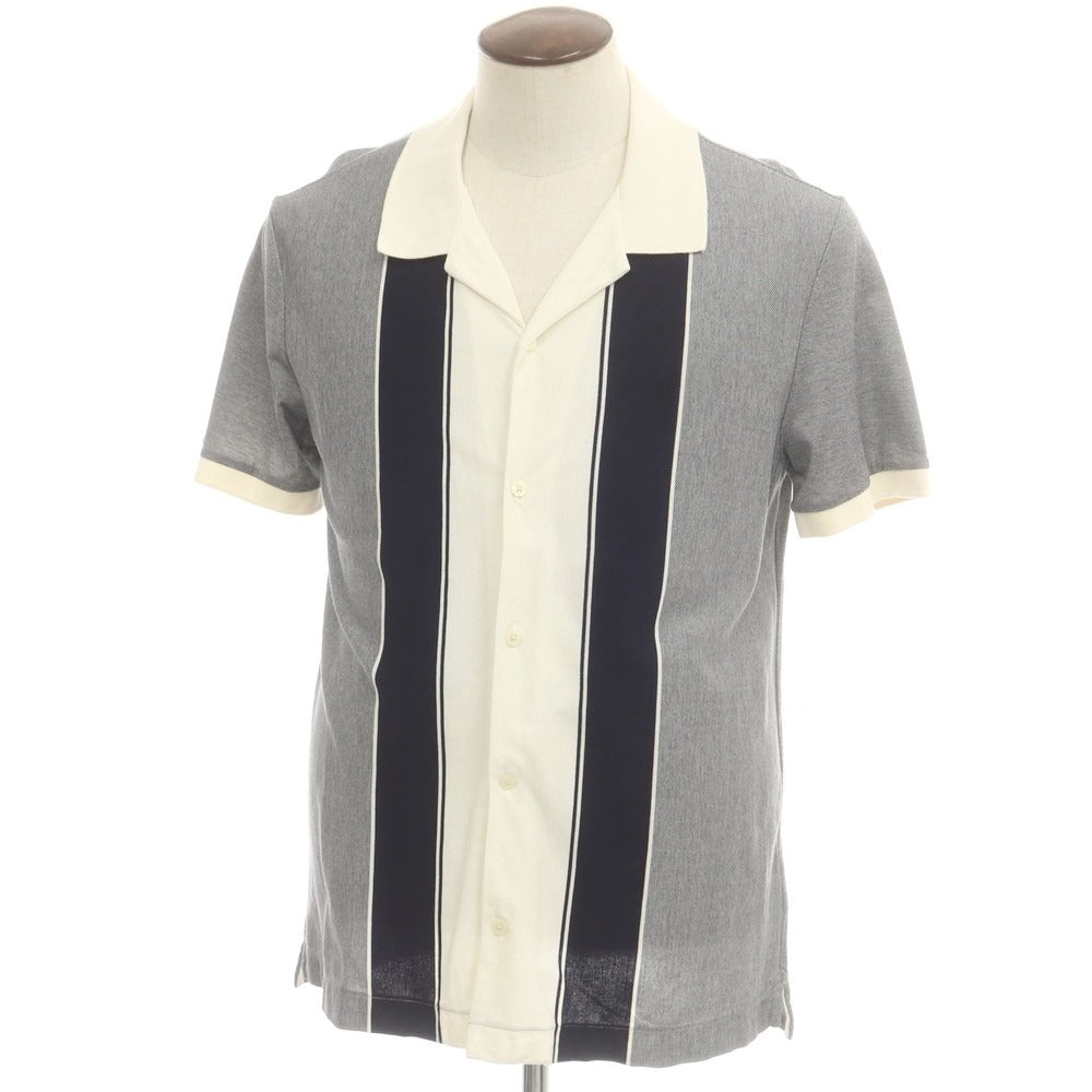 【中古】バナナリパブリック Banana Republic コットン オープンカラー 半袖シャツ ネイビーxアイボリー【 L 】【 状態ランクC 】【 メンズ 】