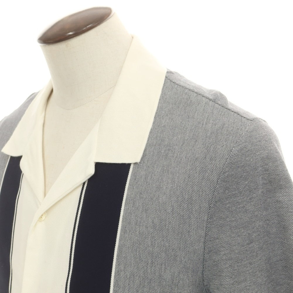 【中古】バナナリパブリック Banana Republic コットン オープンカラー 半袖シャツ ネイビーxアイボリー【 L 】【 状態ランクC 】【 メンズ 】