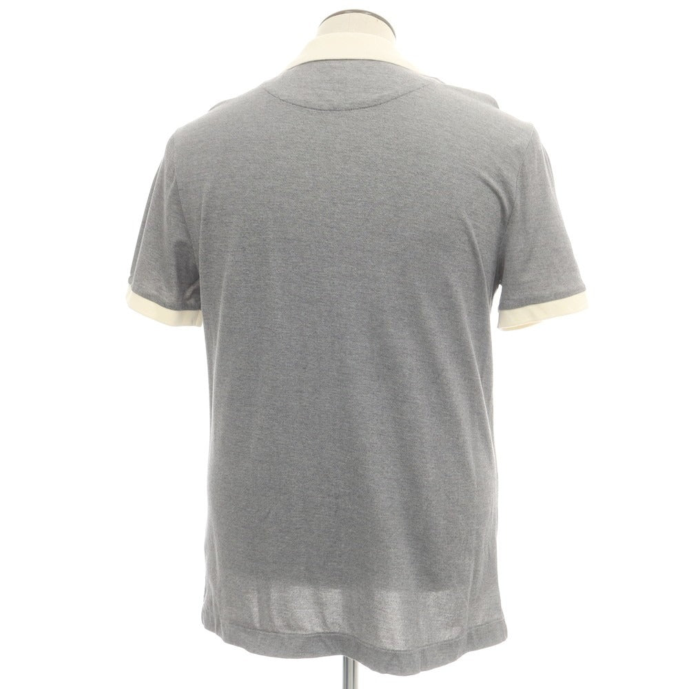 【中古】バナナリパブリック Banana Republic コットン オープンカラー 半袖シャツ ネイビーxアイボリー【 L 】【 状態ランクC 】【 メンズ 】