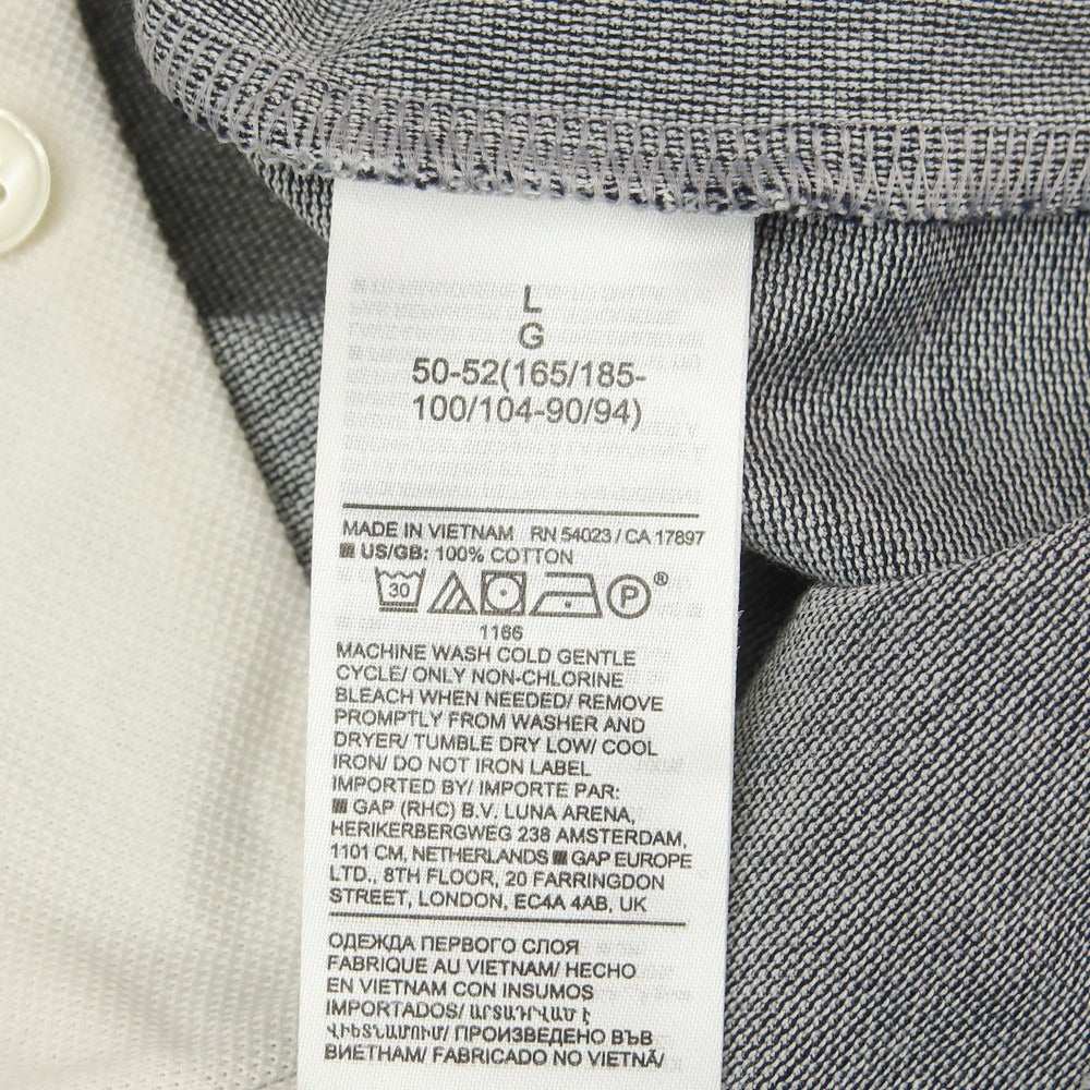 【中古】バナナリパブリック Banana Republic コットン オープンカラー 半袖シャツ ネイビーxアイボリー【 L 】【 状態ランクC 】【 メンズ 】