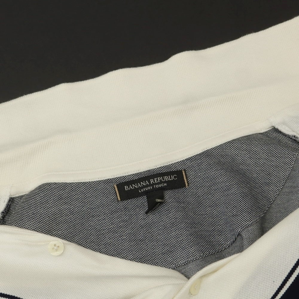 【中古】バナナリパブリック Banana Republic コットン オープンカラー 半袖シャツ ネイビーxアイボリー【 L 】【 状態ランクC 】【 メンズ 】