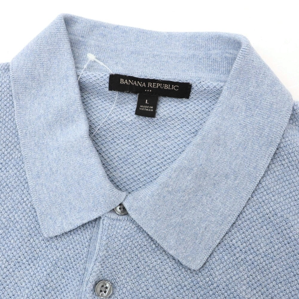【中古】バナナリパブリック Banana Republic コットン 半袖 ポロニット ライトブルー【 L 】【 状態ランクB 】【 メンズ 】