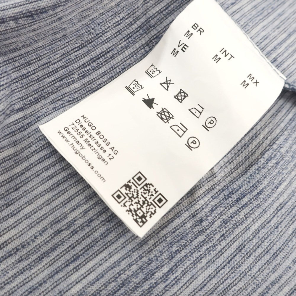 【中古】【未使用】ヒューゴボス HUGO BOSS コットン ボーダー 半袖ポロシャツ ブルー系【 M 】【 状態ランクS 】【 メンズ 】
