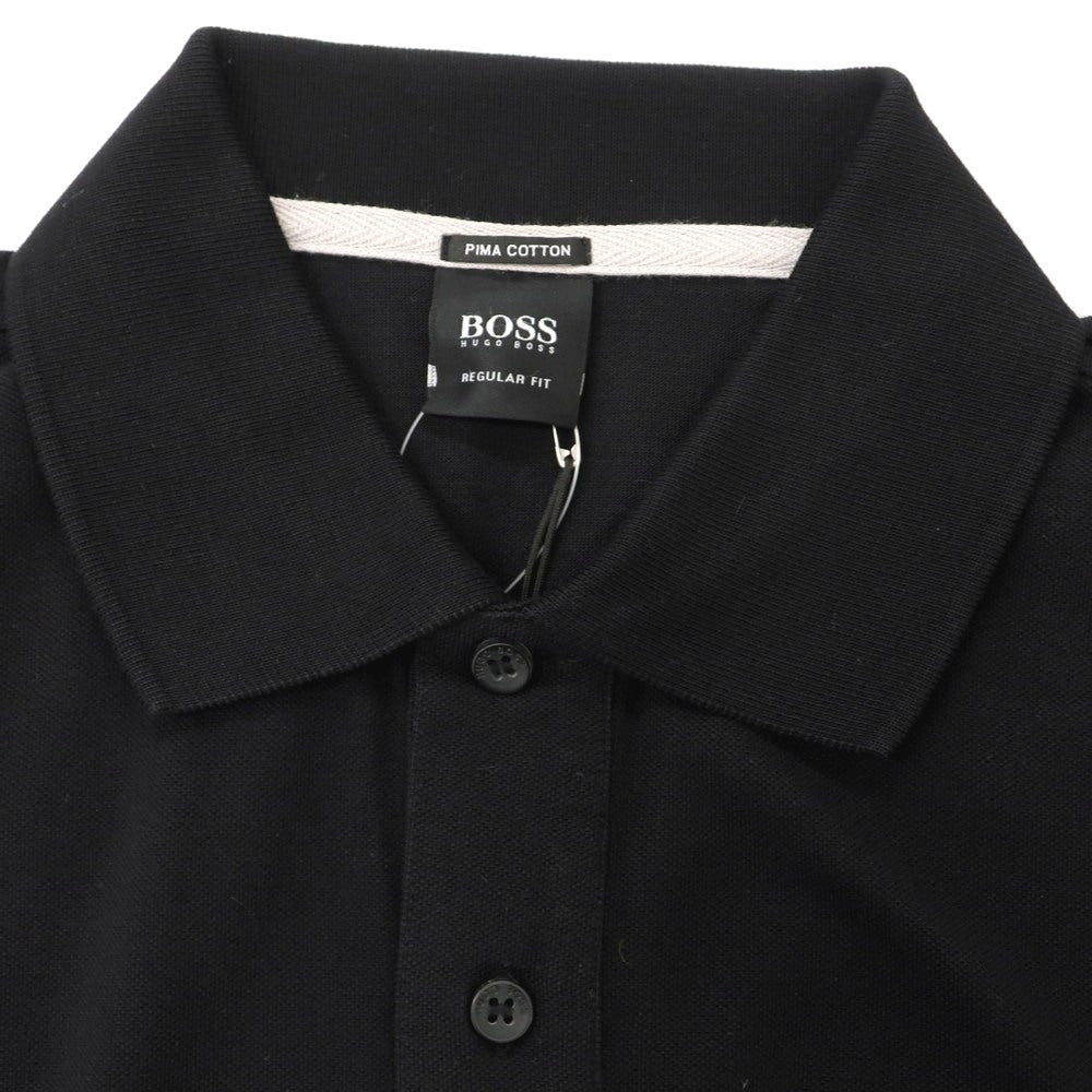 【中古】ヒューゴボス HUGO BOSS ピマコットン 半袖ポロシャツ ブラック【 M 】【 状態ランクA 】【 メンズ 】