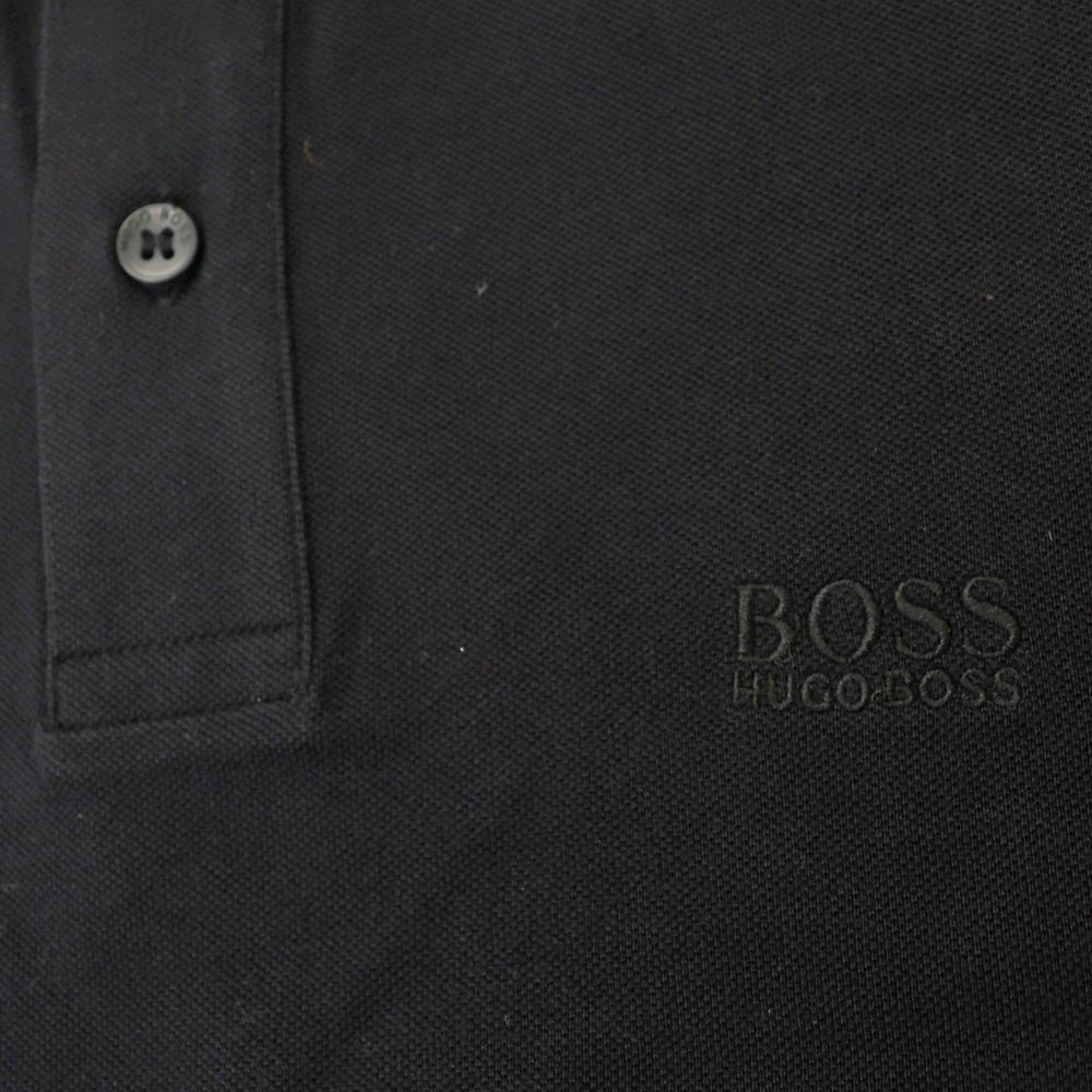 【中古】ヒューゴボス HUGO BOSS ピマコットン 半袖ポロシャツ ブラック【 M 】【 状態ランクA 】【 メンズ 】