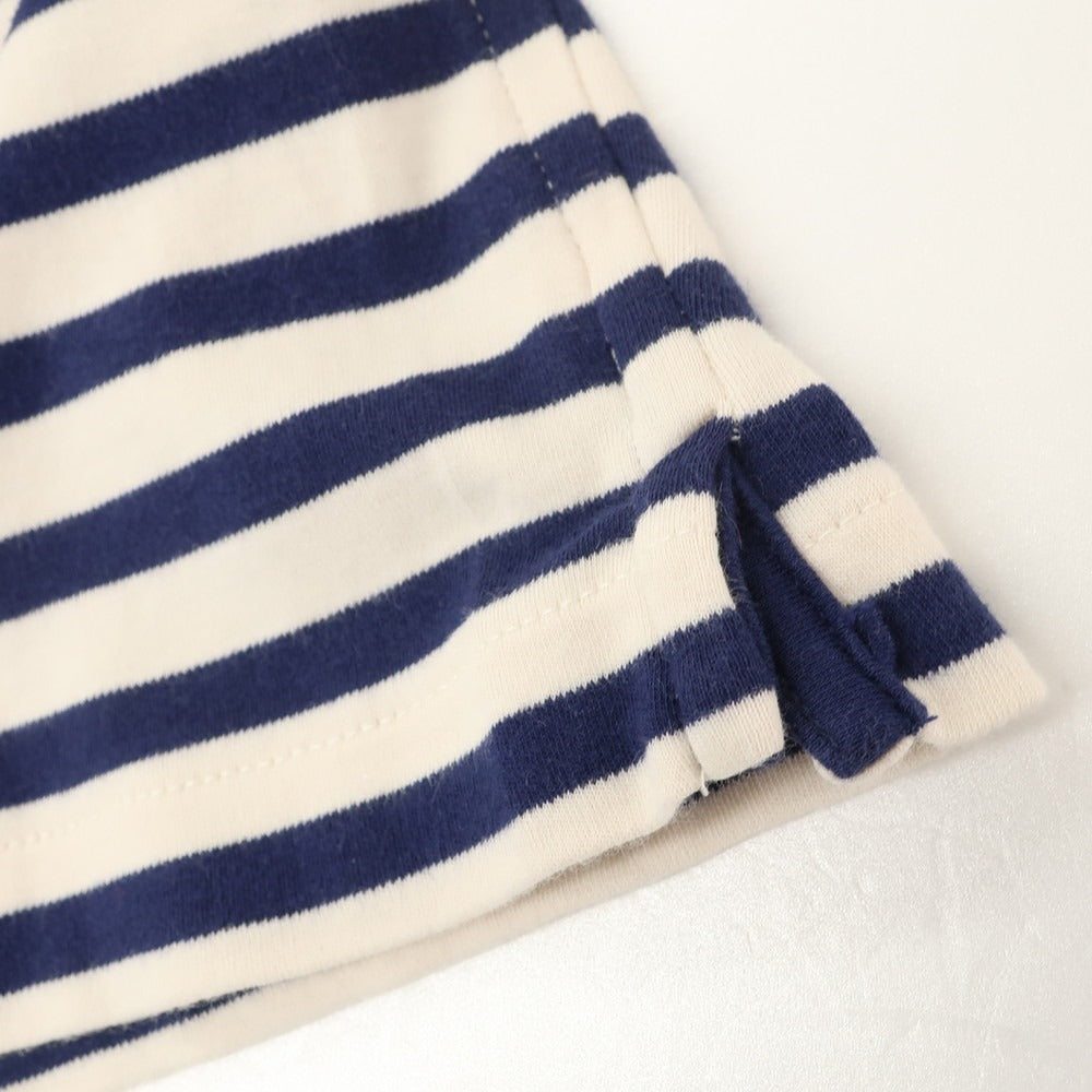 【中古】バナナリパブリック Banana Republic コットン ボーダー スキッパー 半袖ポロシャツ ネイビーxアイボリー【 L 】【 状態ランクB 】【 メンズ 】