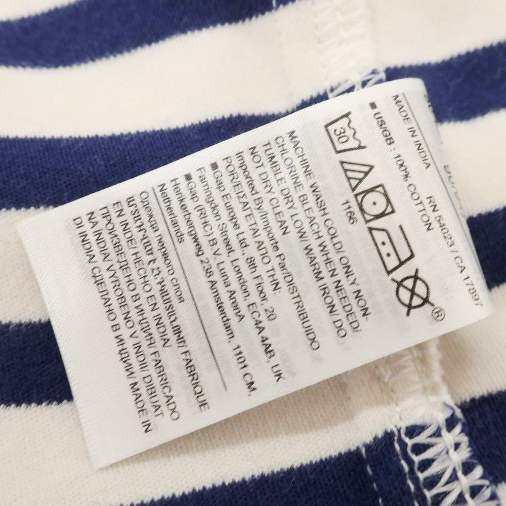 【中古】バナナリパブリック Banana Republic コットン ボーダー スキッパー 半袖ポロシャツ ネイビーxアイボリー【 L 】【 状態ランクB 】【 メンズ 】