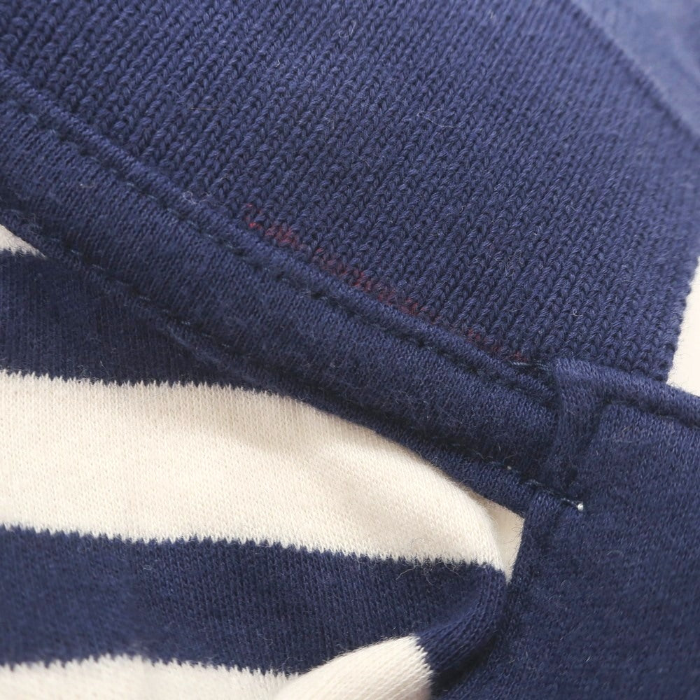 【中古】バナナリパブリック Banana Republic コットン ボーダー スキッパー 半袖ポロシャツ ネイビーxアイボリー【 L 】【 状態ランクB 】【 メンズ 】